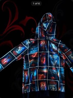 Netflix Stranger Things Graphic Hoodie - Blue, Black, Red